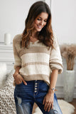 V-neck Knitted Lantern Sleeve Pullover Sweater