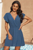 Swiss Dot V Neck Wrap Beach Dress