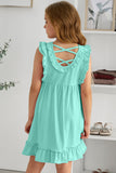 Ruffled Empire Waist Pleated Flowy Kid Dress