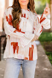 Multicolor Brushstroke Printed Smocking Blouse
