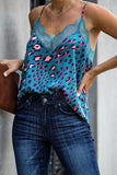 Camel Leopard Print Lace Cami Tank