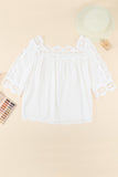 White Crochet Trim Hollow-out Blouse