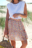 Floral Print Elastic Waist Skirt