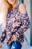Leopard Cold Shoulder Long Sleeve Top