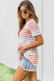 Stars and Stripes Print Crisscross Neck Tee