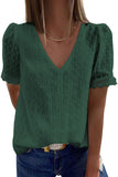 Swiss Dot Lace V Neck Shirt