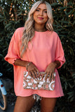 Pink Pink Smocked Wrist Shift Top