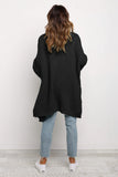 Beige Long Line Open Front Knitted Cardigan with Pockets
