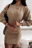 Geometric Texture Bodycon Sweater Dress