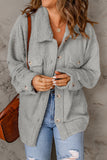 Flap Pockets Button Front Teddy Coat