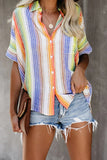 Happier With You Striped Button Top