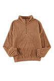 Turn-down Collar Long Sleeve Zipper Fleece Pullover Sweatshirt