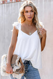 V Neck Flutter Lace Flowy Tank Tops