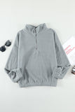 Turn-down Collar Long Sleeve Zipper Fleece Pullover Sweatshirt