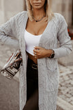 Cable Knit Open Front Long Cardigan