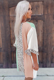 V Neck Ruffle Leopard Color Block Romper