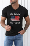 American Flag Letter Graphic Print V Neck Men's T Shirt