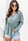 Buttoned Splicing Long Sleeve Blouse