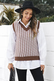 V Neck Argyle Plaid Knitted Sweater Vest