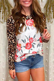 Floral Print Patchwork Long Sleeve Top