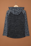 Color Block Leopard Long Sleeves Gray Hoodie