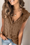 Turn-down Collar Ruffle Polka Dot Tank