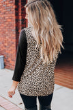 Choker Crisscross Contrast 3/4 Sleeve Leopard Print Top