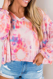Tie-dye V Neck Long Sleeve Top