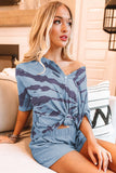 Tie-dye Print Waffle Knit Lounge Set