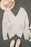 Criss Cross Wrap Plunging Neck Sweater
