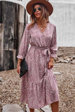 Floral long sleeve autumn winter dress