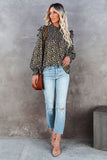 Floral Print Smocked Ruffled Long Sleeve Blouse