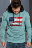 American Flag Print Color Block Men's Hoodie