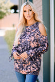 Leopard Cold Shoulder Long Sleeve Top
