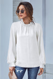 Frilled Mock Neck Balloon Sleeve Blouse