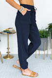 Drawstring Elastic Waist Joggers with Pockets