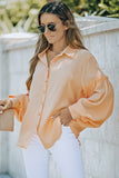 Ruffled Patchwork Bubble Sleeve Loose Shirt