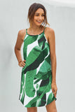 Palm Tree Leaf Print Ivory Sleeveless Dress
