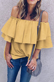 Soft Breeze Frilling Off-shoulder Top