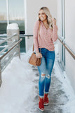 Navy Button V Neck Long Sleeve Floral Top
