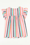 Multicolor Striped Tiered Ruffle Cap Sleeve Top