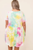 Tie Dye Crewneck Short Sleeve Casual Plus Size Dress
