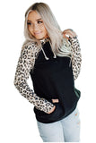 Leopard Print Patchwork Hoodie