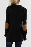 Army Green Buttoned Neck Knit Long Sleeves Top