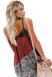 Multicolor Spaghetti Straps V Neck Print Tank Top
