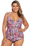 Plus Size Mirage Print Peplum Tankini Bathing Suit