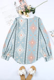 Geometric Aztec Print Long Sleeve Blouse