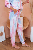 Shut-eye Pocketed Tie-dye Knit Hooded Joggers Set