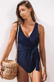 Wrap V Neck One-piece Swimwear