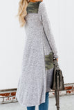 Solid Patchwork Long Striped Cardigan with Pockets